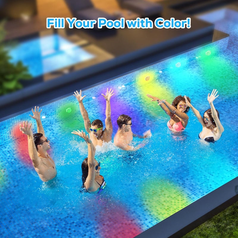 VICHTOP Rechargeable Pool Lights - 1 Pack, IP68 Waterproof Submersible LED Pool Lights with Remote, Pool Decor Light Accessories for Inground Pools, Above Ground Pools, Party Decoration - Image 2
